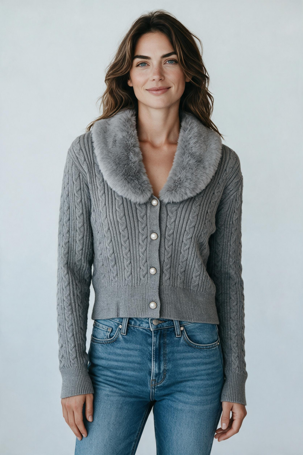 Cardigan damă cu lână și guler detașabil | Mira Style