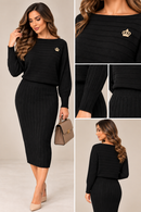 Compleu damă tricotat cu rochie midi și bluză | Mira Style