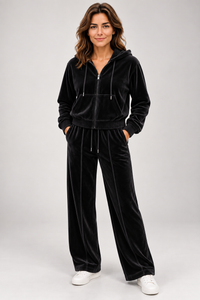 Trening damă catifea maro cu pantaloni drepți | Mira Style