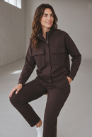 Compleu damă maro cu jachetă și pantaloni | Mira Style