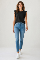 Top cu volănașe stil casual,chic marime universala potrivită mărimilor S,M,L|Mira Style