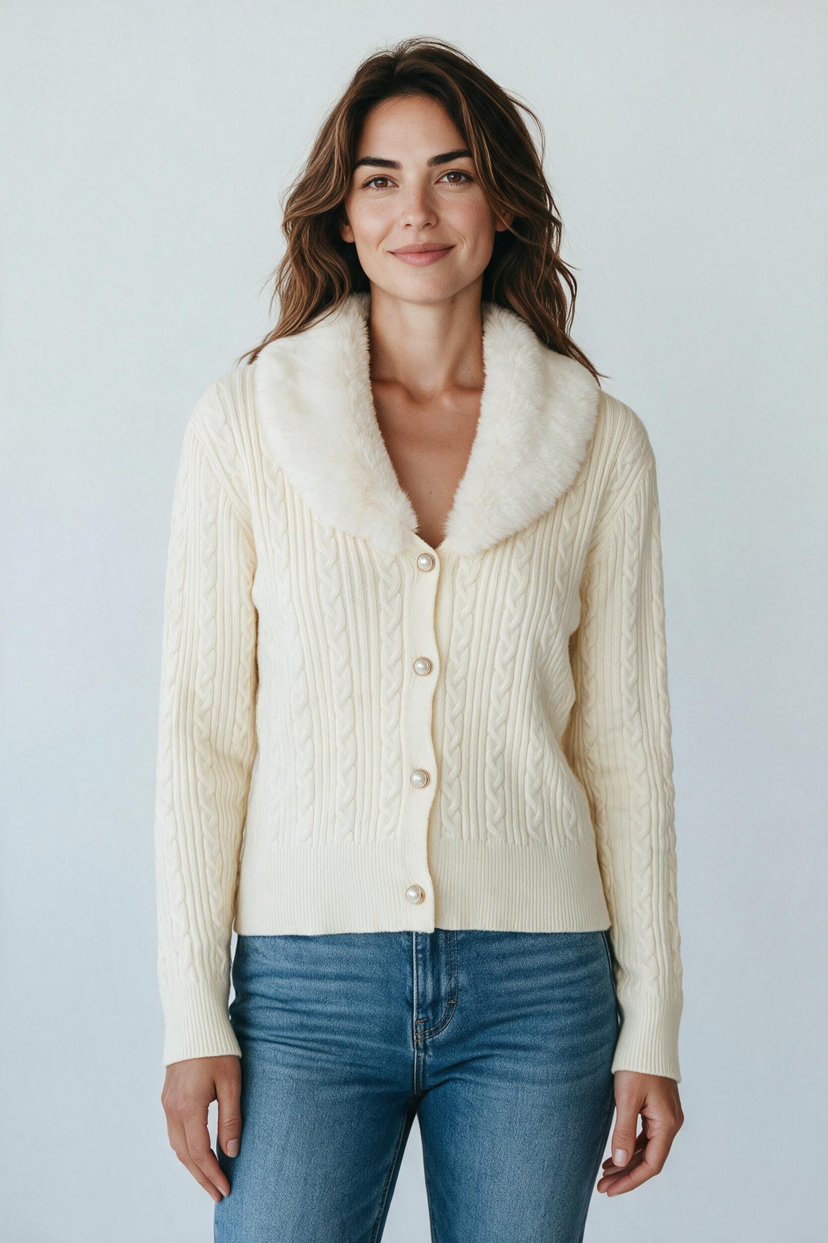 Cardigan damă cu lână și guler detașabil | Mira Style