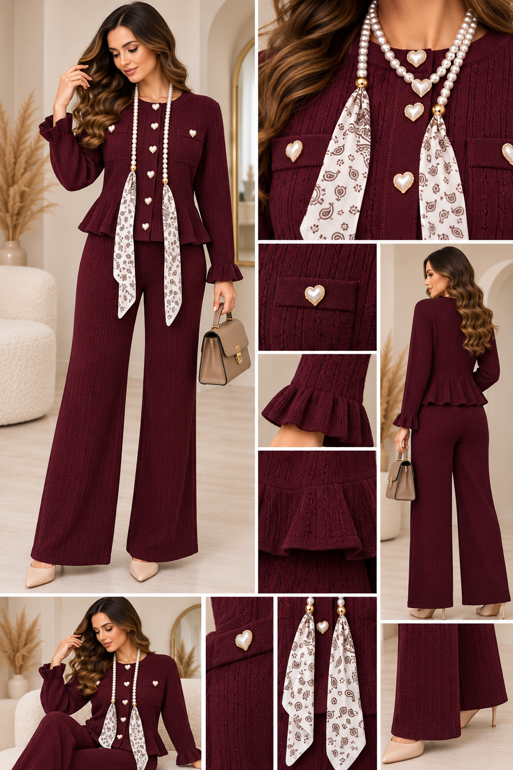 Compleu damă tricotat cu pantaloni largi | Mira Style