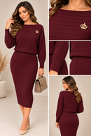 Compleu damă tricotat cu rochie midi și bluză | Mira Style