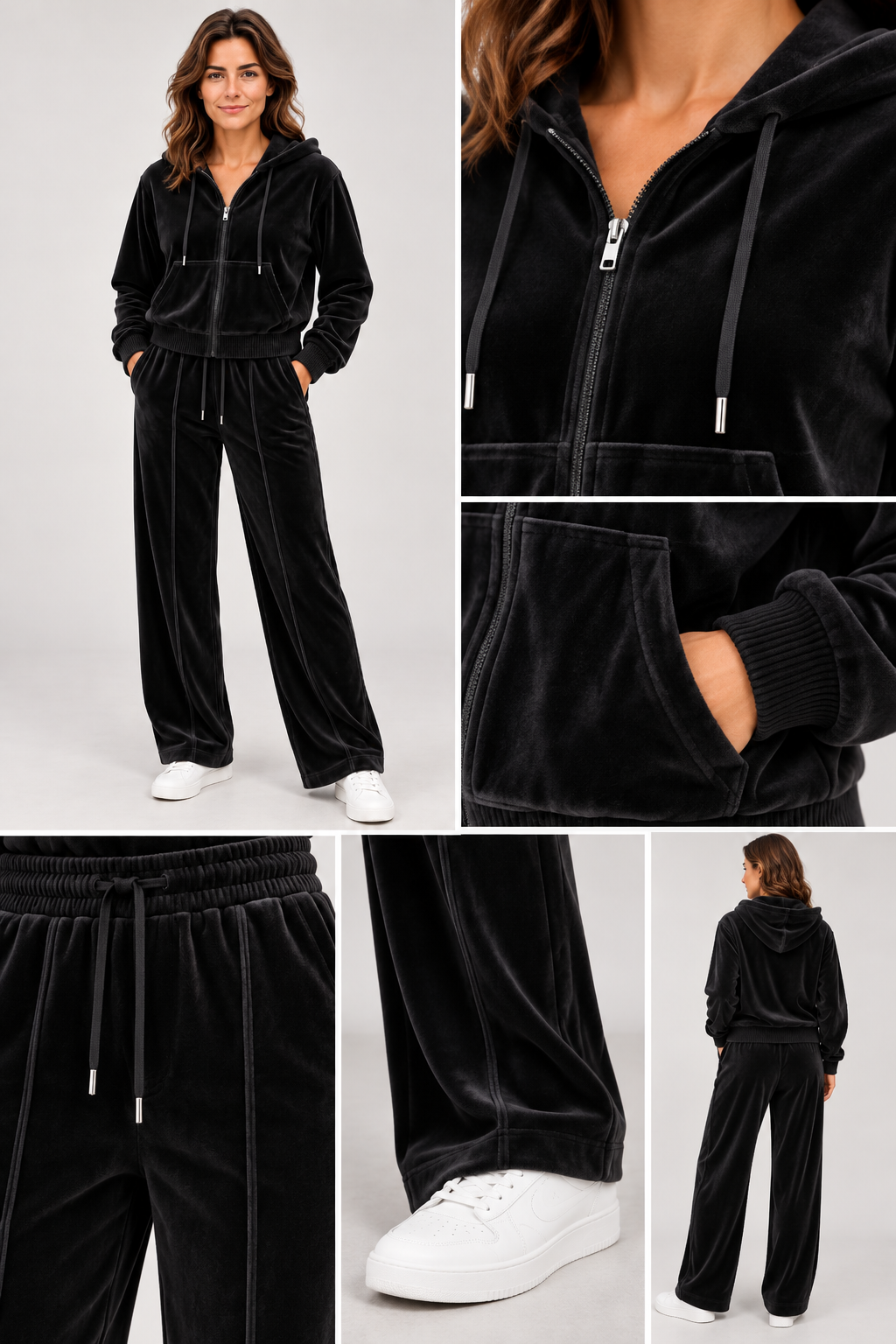 Trening damă catifea maro cu pantaloni drepți | Mira Style