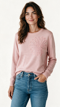 Pulover Damă cu Floare și Pietricele | Mira Style