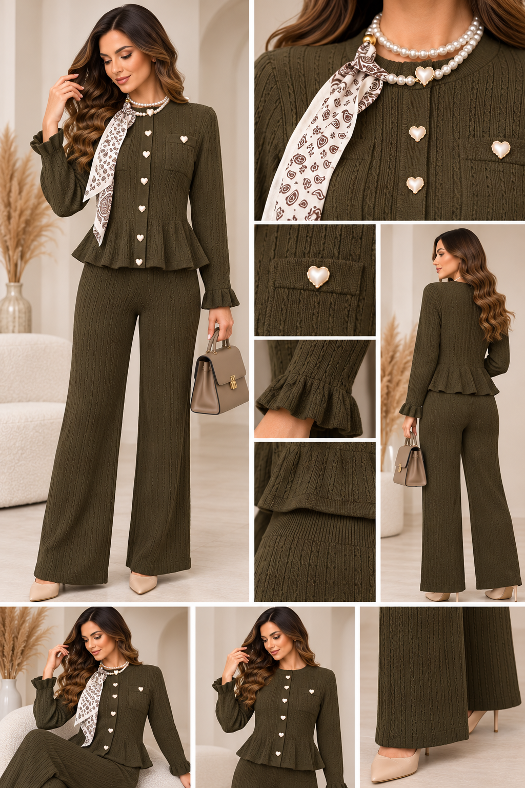 Compleu damă tricotat cu pantaloni largi | Mira Style