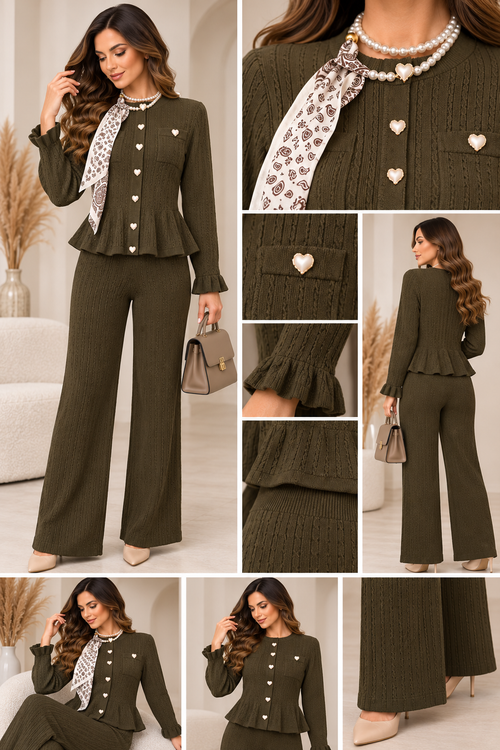 Compleu damă tricotat cu pantaloni largi | Mira Style