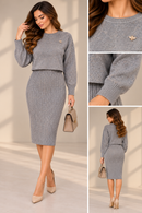 Compleu damă tricotat cu rochie și pulover | Mira Style