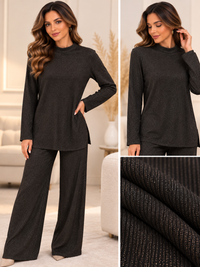 Compleu damă cu pantaloni și sclipici fin | Mira Style