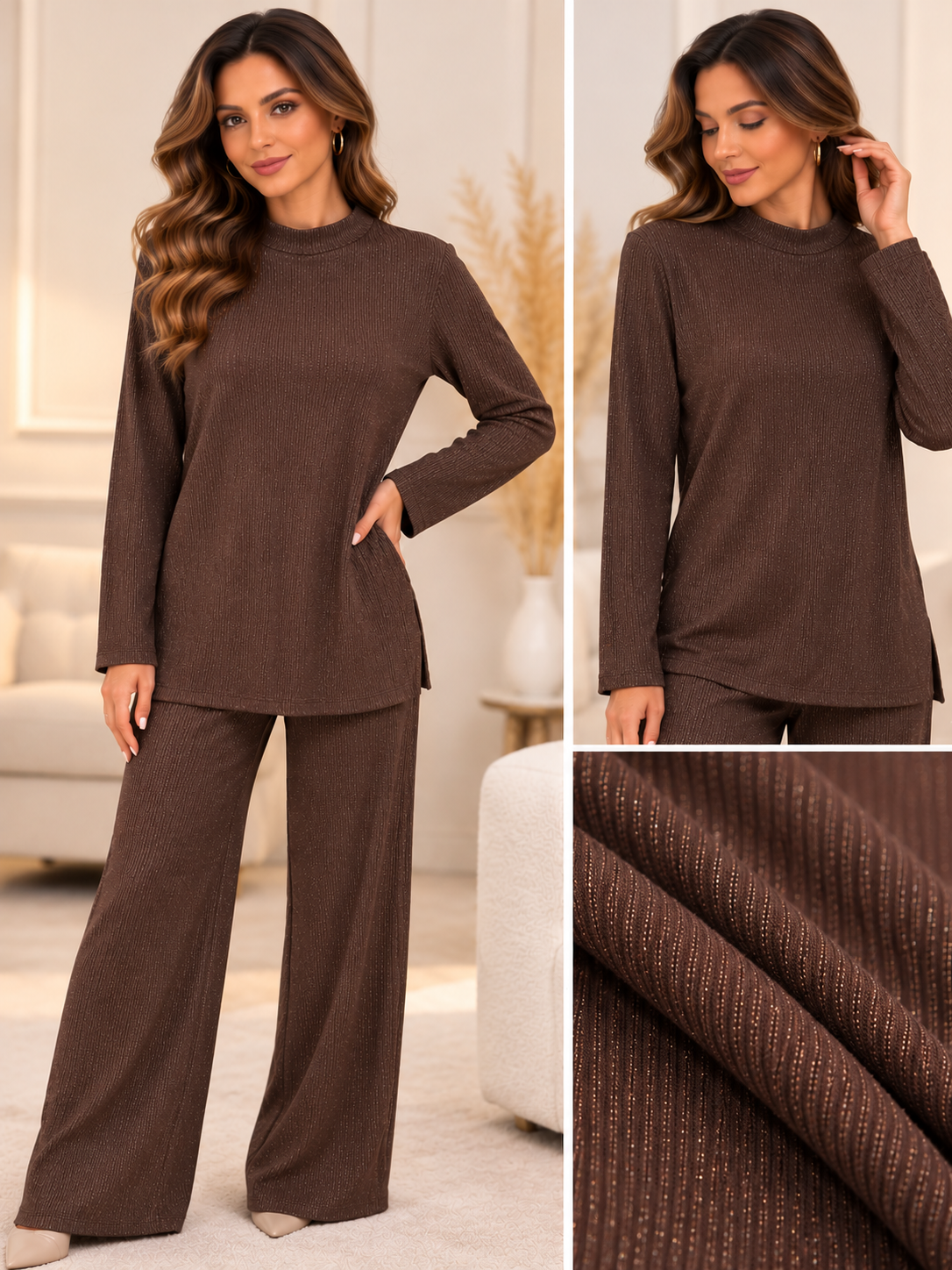 Compleu damă cu pantaloni și sclipici fin | Mira Style
