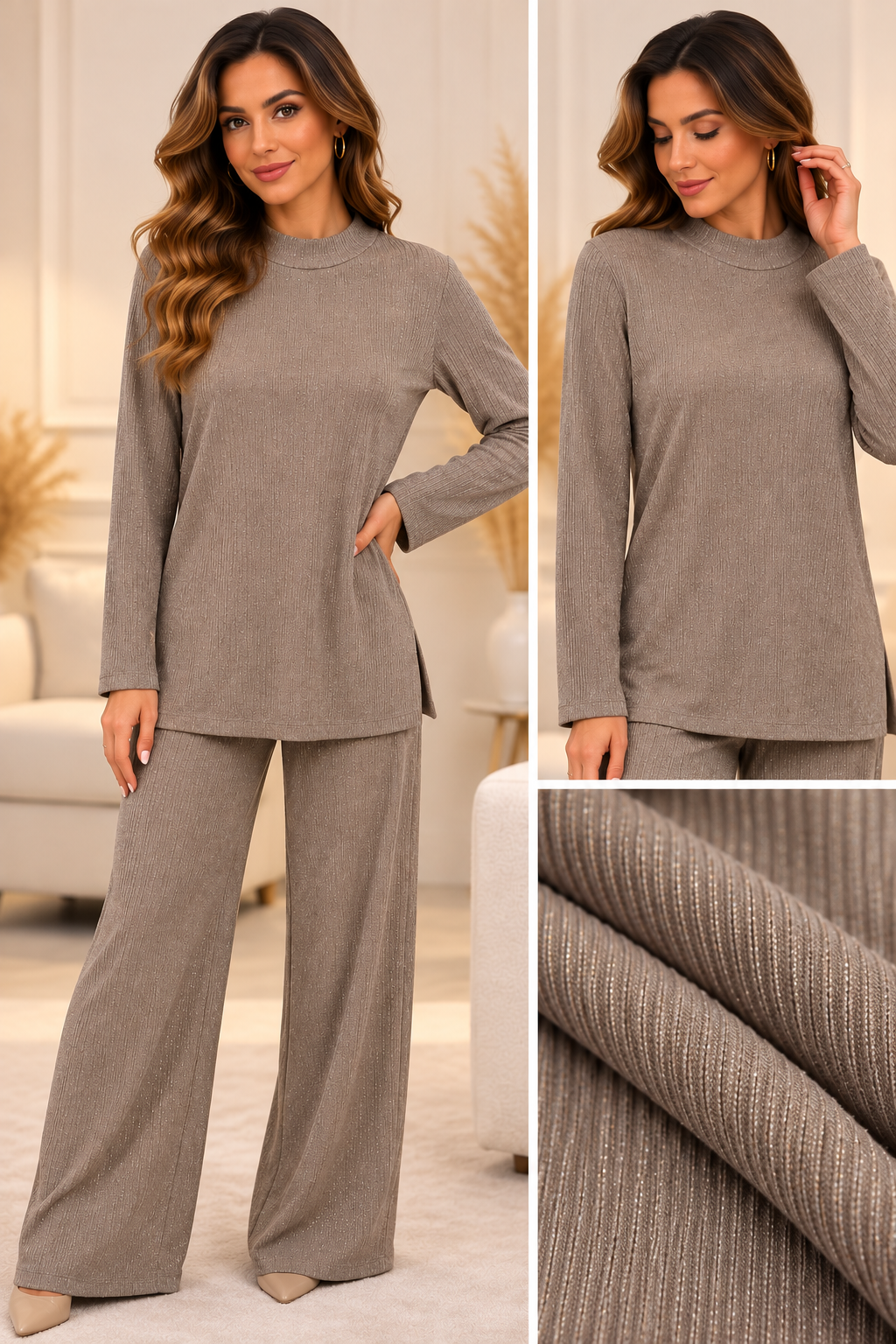 Compleu damă cu pantaloni și sclipici fin | Mira Style