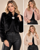 Bolero damă din blăniță artificială cu broșă | Mira Style