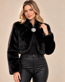 Bolero damă din blăniță artificială cu broșă | Mira Style