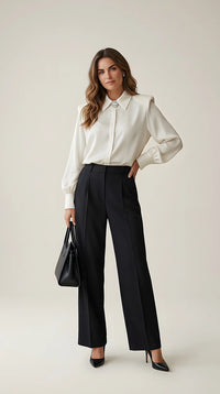 Cămașă albă elegantă cu umeri structurați și broșă tip bijuterie | Mira Style