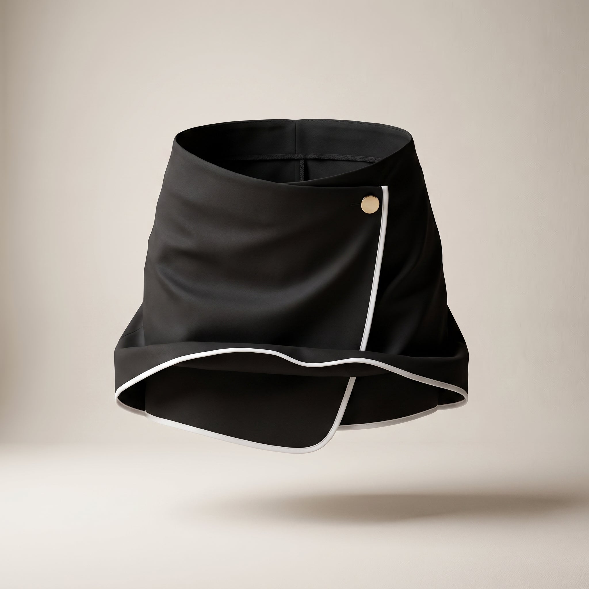 Fustă-pantalon asimetrică cu nasture — Negru