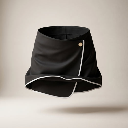 Fustă-pantalon asimetrică cu nasture — Negru