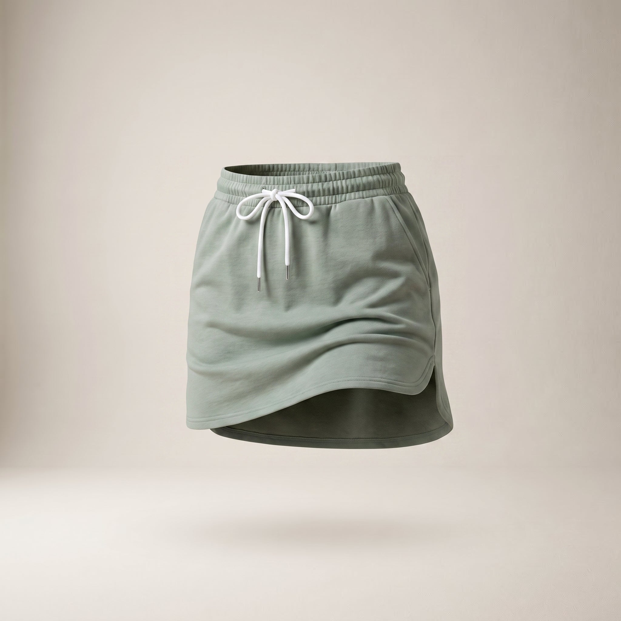 Fustă-pantalon casual cu șnur în talie — Verde salvie