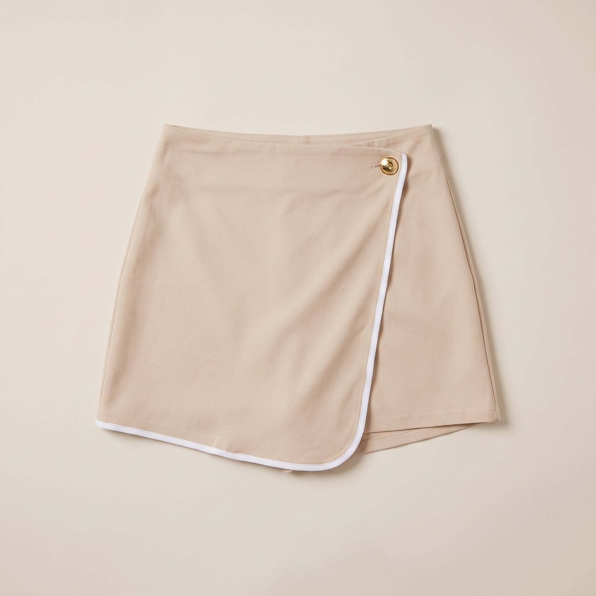 Fustă-pantaloni mini asimetrică bej — hero_intins