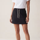 Fustă-pantaloni mini cu șnur, neagră — tryon_apropiat