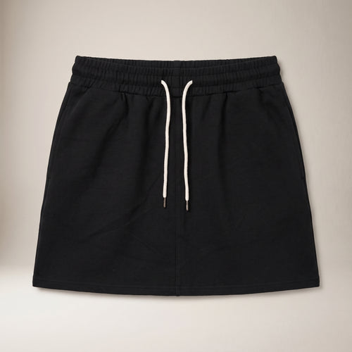 Fustă-pantaloni mini cu șnur, neagră — hero_intins