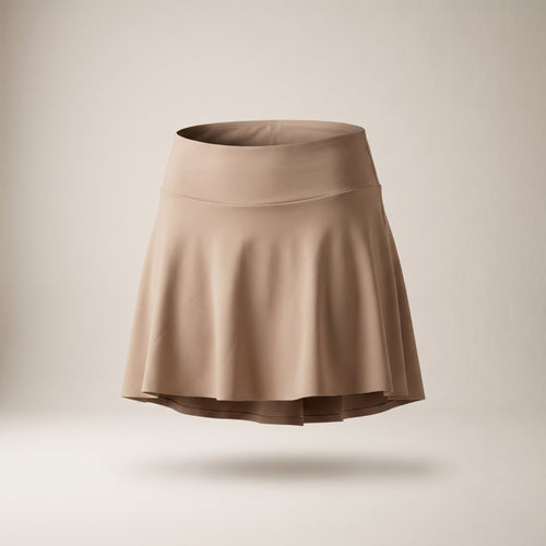 Fustă-pantaloni scurtă evazată, bej — vedere din față