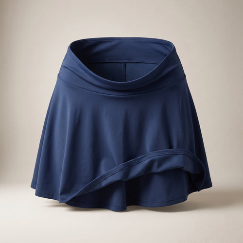 Fustă-pantaloni scurtă evazată, bleumarin — vedere din față