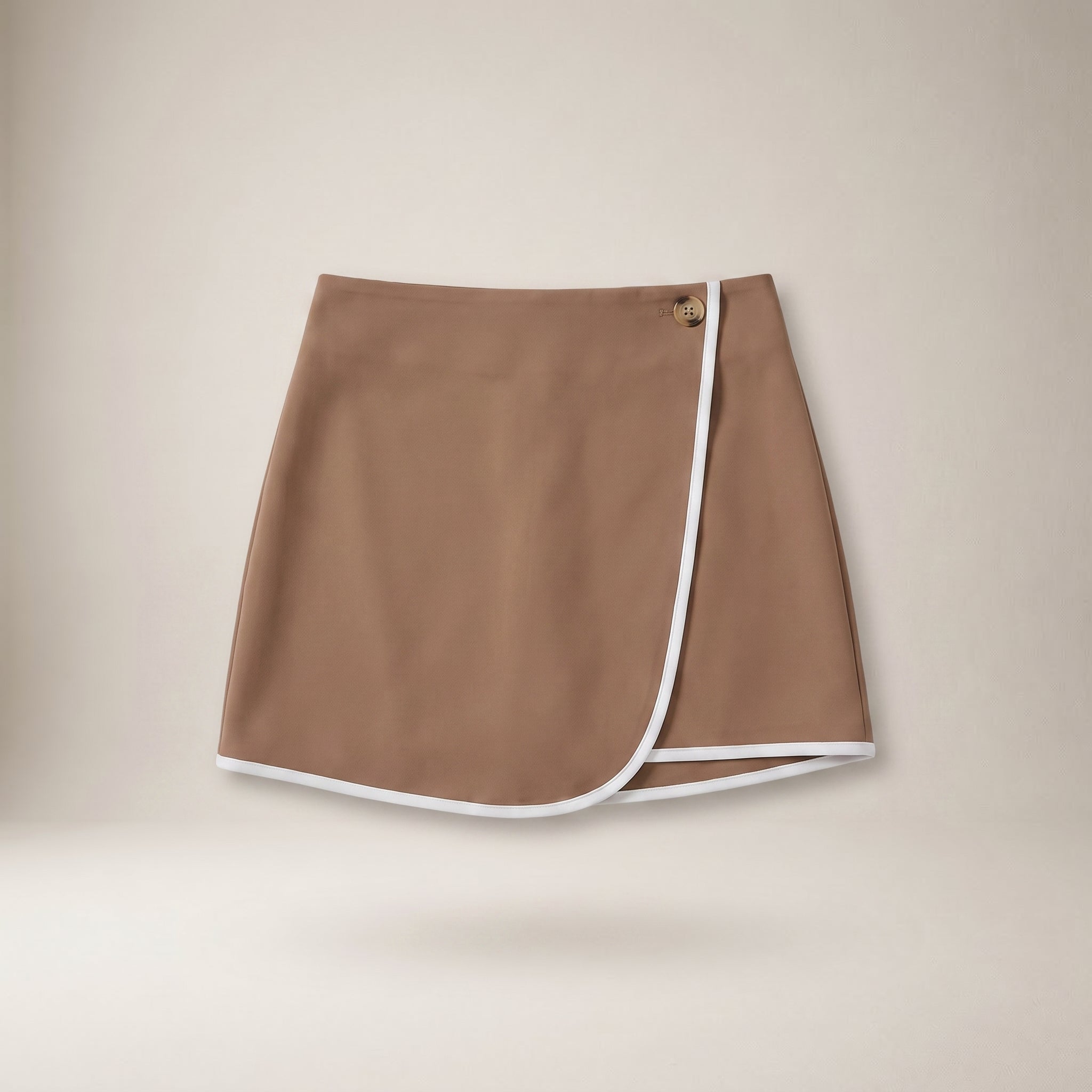 Fustă-pantaloni scurtă petrecută, maro — hero_intins