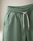 Pantaloni casual de damă cu talie elastică și șnur, verde salvie, model lejer și confortabil