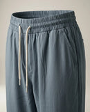 Pantaloni de damă casual cu talie elastică și șnur, croială dreaptă, gri-albăstrui, perfecți pentru confort zilnic