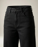 Pantaloni jeans negri damă wide leg cu talie înaltă, stil casual-elegant, model fashion jeans