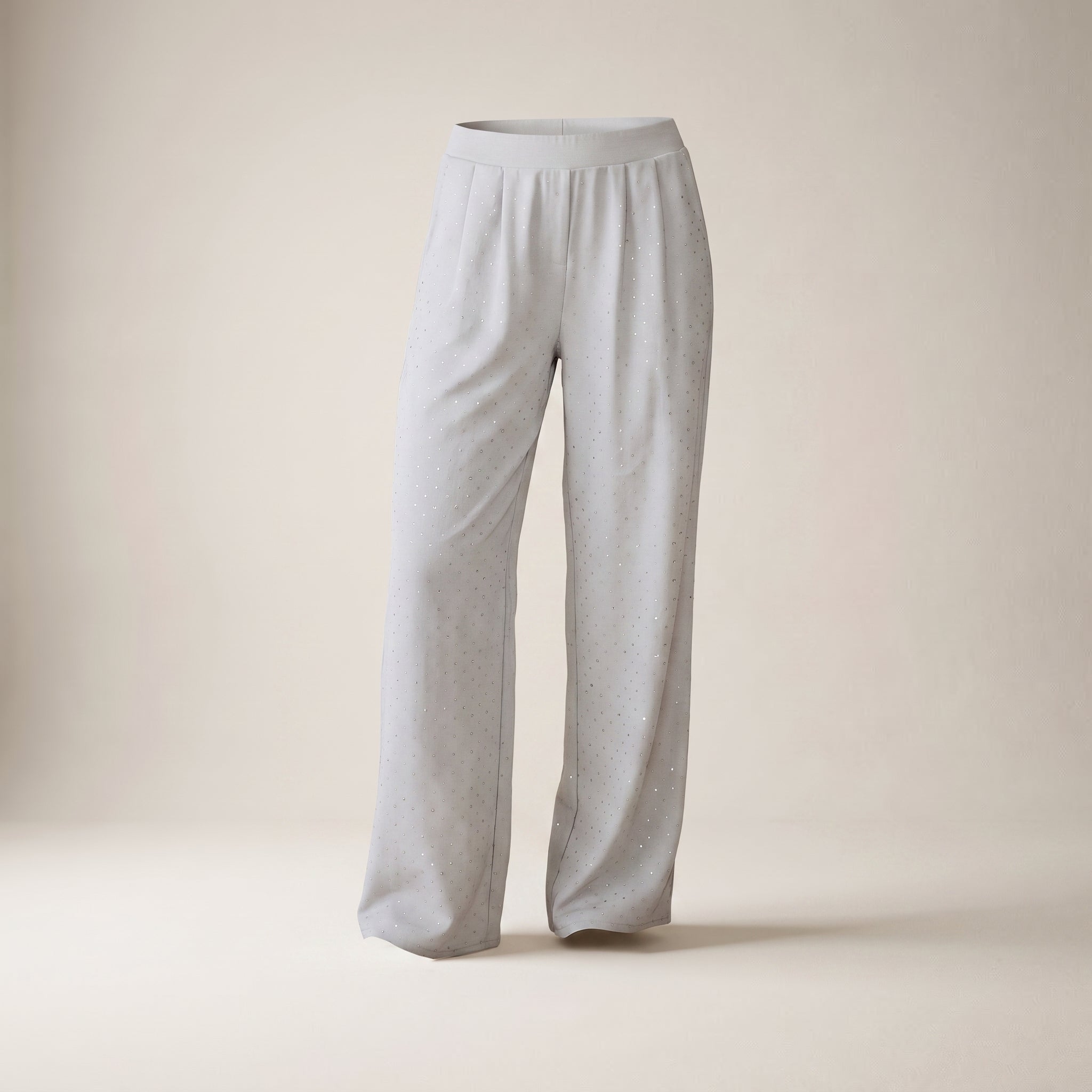 Pantaloni largi cu strasuri, negri — vedere din față