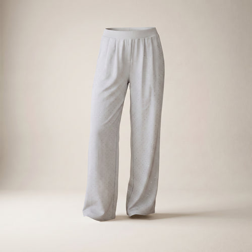 Pantaloni largi cu strasuri, negri — vedere din față