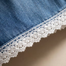 Pantaloni scurți din denim cu dantelă, albaștri — detail_constructie