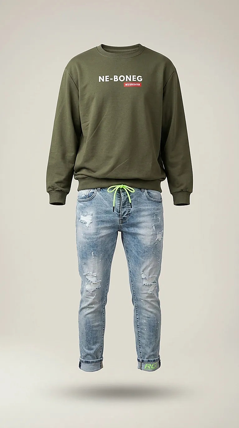 Bluză verde olive 'ne-boneg' cu mânecă lungă | Mira Style