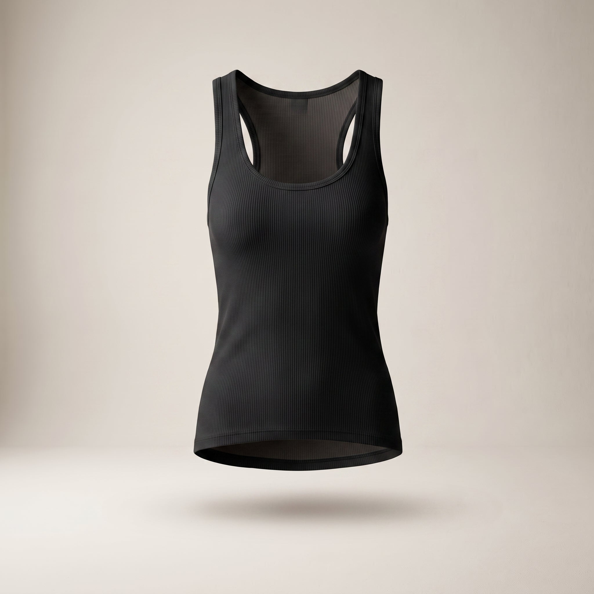 Top raiat cu decolteu rotund — Negru