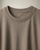 Tricou bărbătesc oversized din bumbac premium pepper & mint, culoare taupe, cu guler rotund și croială lejeră