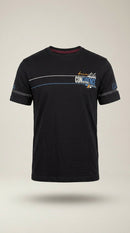 Tricou bărbați comeor negru cu imprimeu grafic 'confidence', guler rotund, stil casual, mânecă scurtă