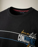 Tricou bărbați comeor negru cu imprimeu grafic 'confidence', guler rotund, stil casual, mânecă scurtă