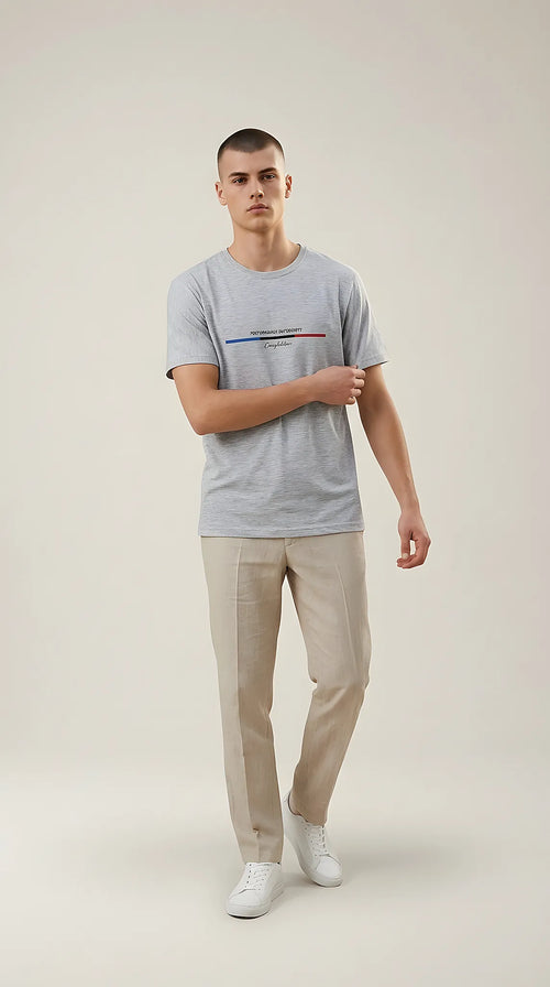 Tricou bărbați demir fashion gri heather cu imprimeu grafic 'performance superiority'