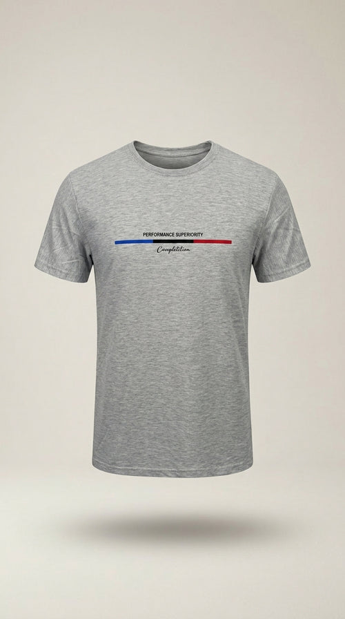 Tricou bărbați demir fashion gri heather cu imprimeu grafic 'performance superiority'