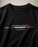 Tricou bărbați demir fashion negru cu imprimeu grafic 'performance superiority', guler rotund, din bumbac elastic, stil casual
