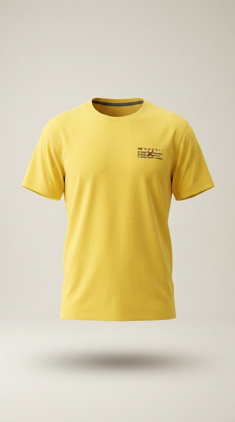 Tricou bărbați galben din bumbac cu imprimeu grafic 'white' pe spate, stil streetwear modern | Mira Style