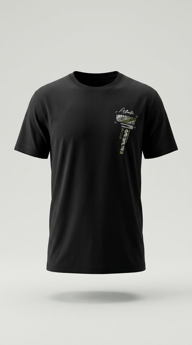 Tricou bărbați negru din bumbac cu imprimeu grafic urban 'stay humble' pe spate, stil streetwear | Mira Style