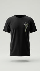 Tricou bărbați negru din bumbac cu imprimeu grafic urban 'stay humble' pe spate, stil streetwear