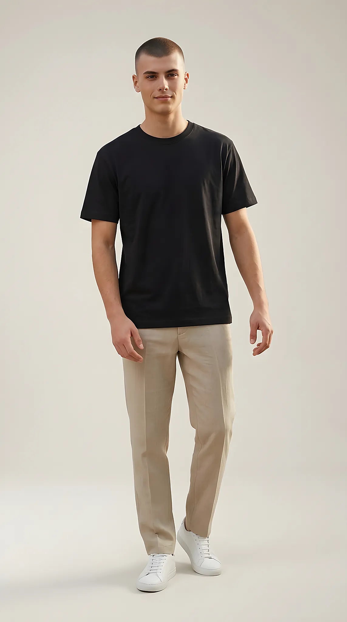 Tricou bărbați pepper & mint, negru, guler rotund, din bumbac, stil casual | Mira Style