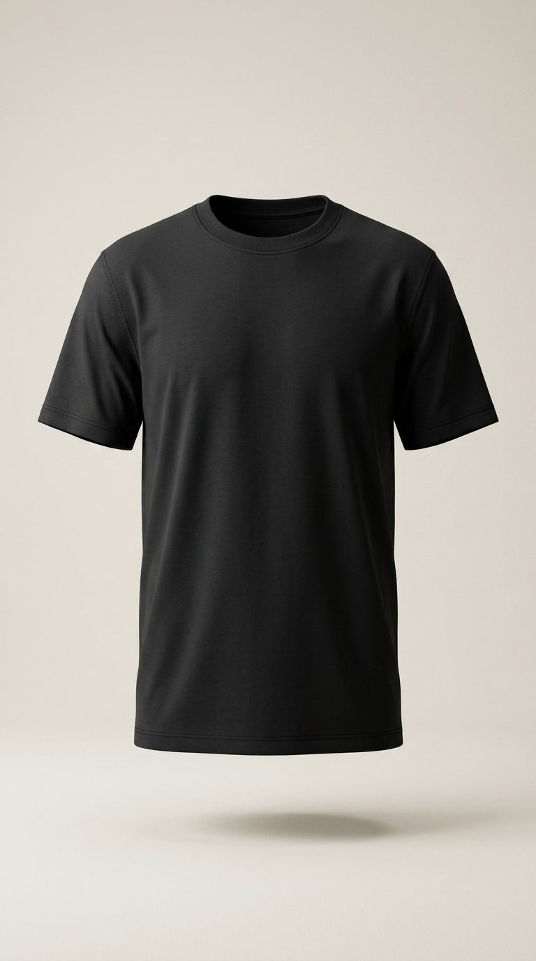 Tricou bărbați pepper & mint, negru, guler rotund, din bumbac, stil casual | Mira Style