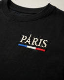 Tricou bărbați zagora active negru cu broderie 'paris' și turnul eiffel, bumbac premium, stil casual