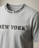 Tricou gri pentru bărbați cu imprimeu 'new york' și guler personalizat, stil casual urban