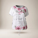 Tricou cu imprimeu floral și șnur, alb — hero_intins